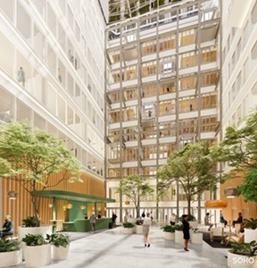 Intérieur immeuble bureaux M+ Lyon Part-Dieu