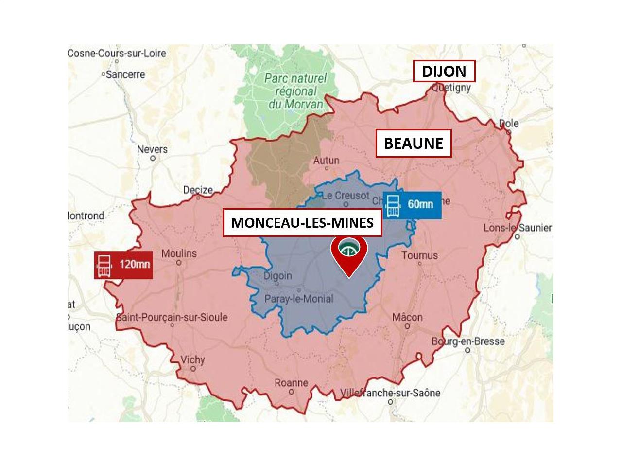 Location entrepôt classe a Montceau-les-Mines 15500m²
